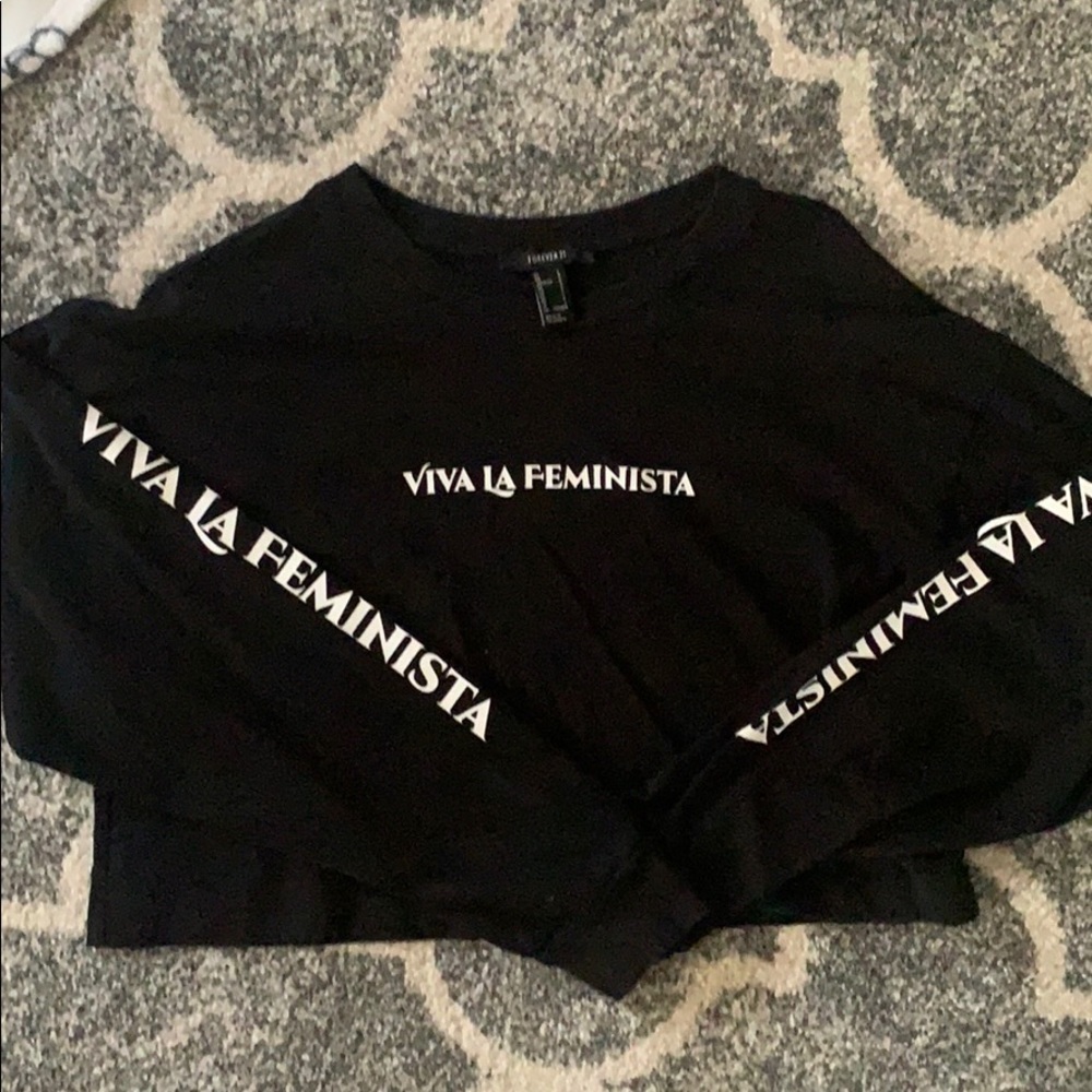 “Viva La Feminista” Long Sleeve Crop Top